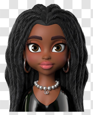 Black Woman - Stylish Cartoon Girl With Necklace Transparent PNG