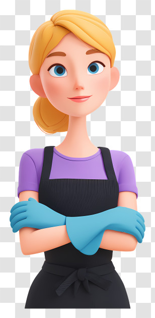 Cartoon Homewife - Friendly Cleaning Lady Character Transparent PNG
