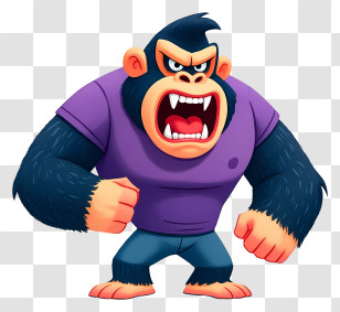 Cartoon Gorilla - Buff Gorilla Flexing Muscles Transparent PNG