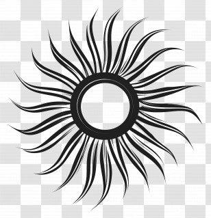 Shining Sun - Abstract Black Sun Design Transparent PNG