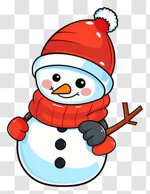Snowman - Cute Snowman In Winter Attire Transparent PNG