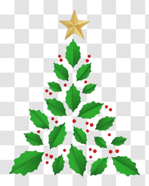 Christmas Tree - Holly Christmas Tree With Star Transparent PNG