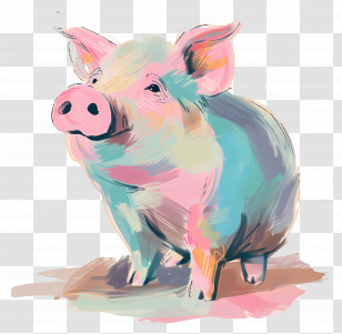 Pig - Colorful Artistic Pig Illustration Transparent PNG