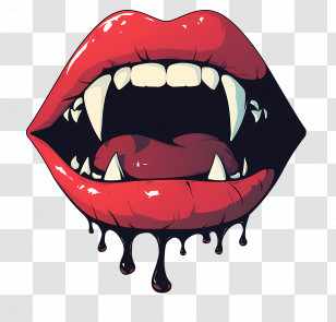 Vampire Teeth - Vampire Lips With Fangs Transparent PNG