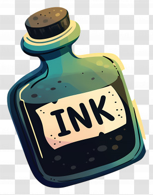 Ink Bottle - Vintage Blue Ink Bottle Illustration Transparent PNG