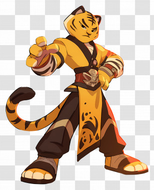 Master Tigress - Cartoon Tiger Martial Artist In Action Pose Transparent PNG
