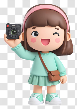 Kawaii Girl With Camera - Winking Girl Holding Camera Transparent PNG