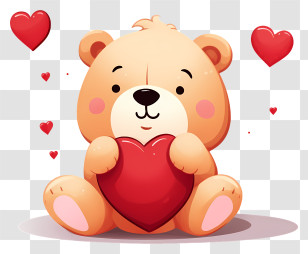 Minimalized Flat Vector Illustrate - Yellow Teddy Bear Holding Red Heart Illustration Transparent PNG