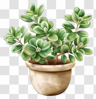 Variegated Jade Plant - Potted Green Leafy Plant For Home Decor Transparent PNG