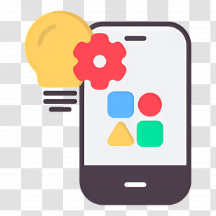 Smartphone - Innovative Mobile App With Light Bulb And Gear Transparent PNG