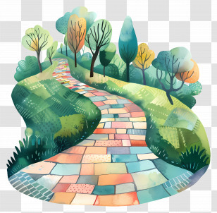 Brick Road - Colorful Garden Path Illustration Transparent PNG