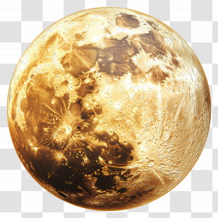 Gold Moon - Golden Full Moon Illustration With Elegant Texture Transparent PNG