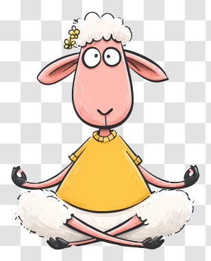 Meditating Sheep In Lotus Position - Pink Sheep Meditating Transparent PNG