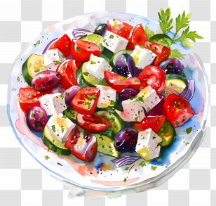 Greek Salad - Colorful And Fresh Greek Salad Illustration Transparent PNG