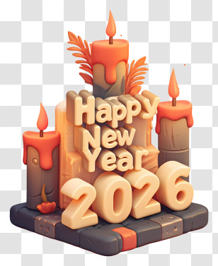 Happy New Year 2026 - Happy New Year 2026 Candle Sculpture Transparent PNG