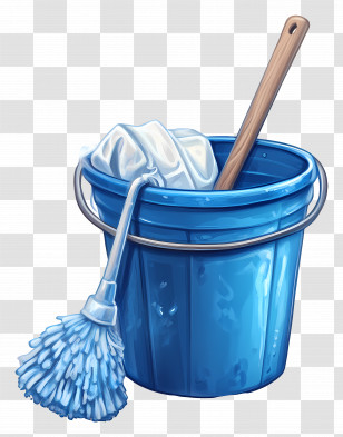 Cleaning Supplies - Blue Cleaning Bucket With Mop Transparent PNG