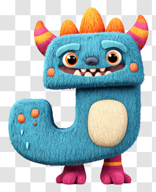 Cute Monster Alphabet J - Furry Monster Letter J Transparent PNG