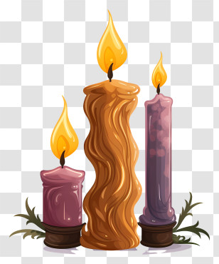 Candles - Beautiful Decorative Wax Candles With Flames Transparent PNG