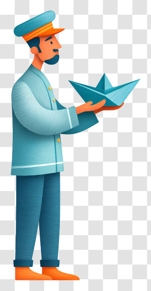 Indian Sailor Holding Paper Boat - Sailor With Paper Boat Transparent PNG