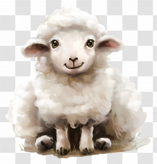 Cute Sheep - Cute White Fluffy Sheep Illustration Transparent PNG