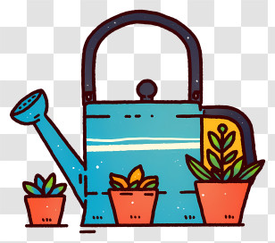 Kawaii Icon - Cute Watering Can With Plants Transparent PNG