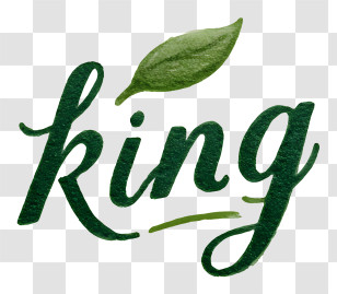 King Logo - Green 'king' Leaf Script Logo Transparent PNG