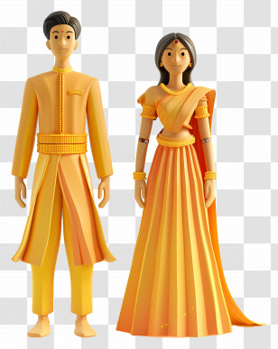 Indian Formal Wear - Traditional Indian Couple Transparent PNG