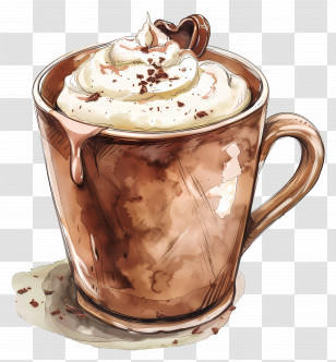 Mug Of Cocoa - Cup Of Delicious Hot Chocolate With Cream Transparent PNG