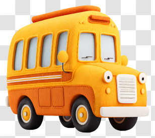 School Van - Yellow School Bus Cartoon Transparent PNG