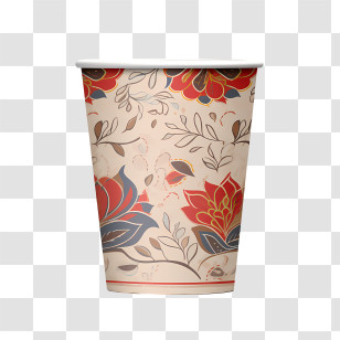 Paper Cup - Decorative Paper Cup With Floral Pattern Transparent PNG