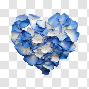 Blue Rose Petals - Heart-Shaped Blue And White Flower Petals Transparent PNG