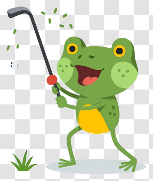 Cartoon Frog - Frog Playing Golf Cartoon Transparent PNG