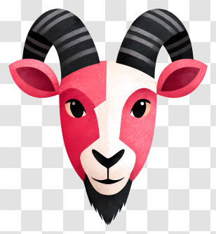 Capricorn Zodiac Sign - Cute Pink Goat Head Transparent PNG