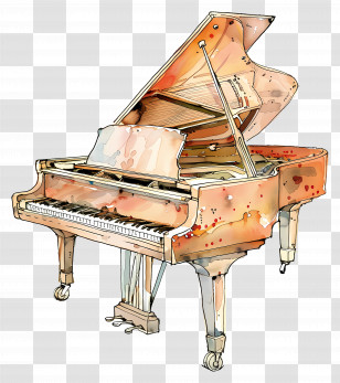 Piano - Watercolor Grand Piano Illustration Transparent PNG