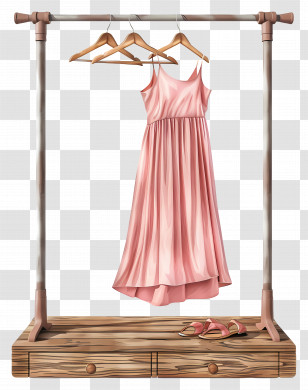 Standing Clothes Rack - Elegant Pink Dress Displayed On Rack Transparent PNG