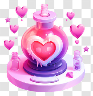 Heart Shaped Liquid - Magical Pink Love Potion With Floating Hearts Transparent PNG