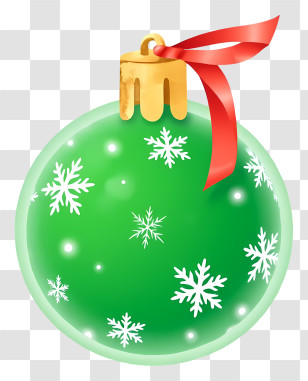 Christmas Ball - Green Christmas Ornament With Snowflakes Transparent PNG