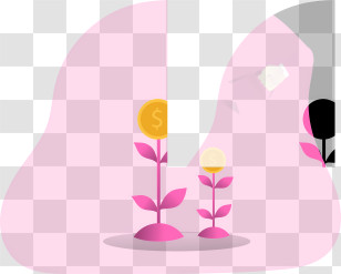Pink - Pink Plants Representing Financial Growth Transparent PNG
