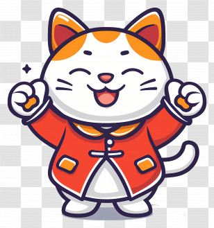 Kawaii Cat - Happy Orange And White Cat Transparent PNG