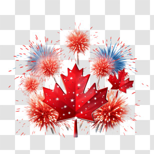 Canada Day - Canadian Flag With Fireworks Transparent PNG