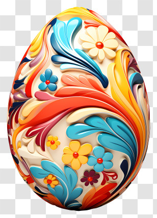 Easter Egg - Colorful Easter Egg With Floral Patterns Transparent PNG