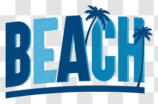Beach Logo - Blue Beach Wordmark With Palms Transparent PNG