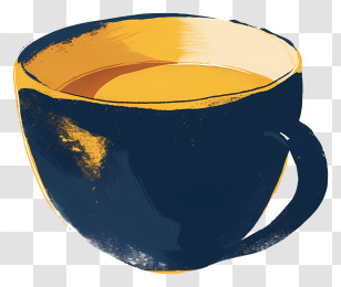 Cup - Blue And Yellow Aesthetic Coffee Cup Transparent PNG