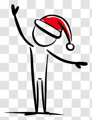 Christmas Stick Figure - Stick Figure With Santa Hat Illustration Transparent PNG