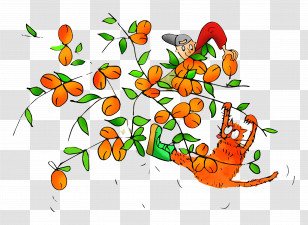 Puss In Boots - Orange Cat Climbing In Tree Transparent PNG