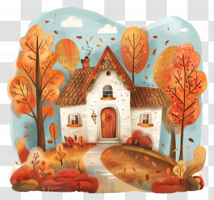 Residence In Fall - Small Cute Doodle House Transparent PNG