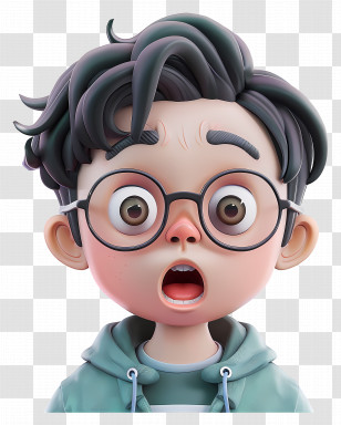 3d Man - Surprised Cartoon Character With Glasses Transparent PNG