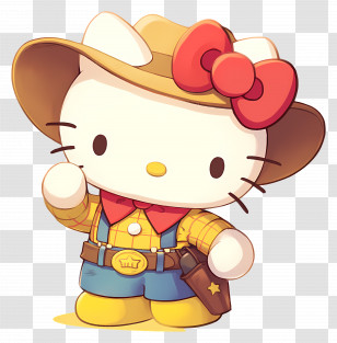 Hello Kitty Cowboy - Cowboy Cat Cartoon Character Transparent PNG