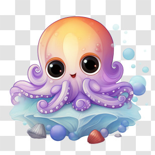 Octopus - Cute Cartoon Octopus Illustration Transparent PNG