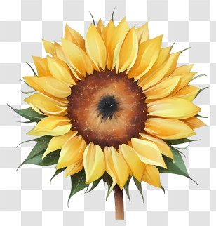 Cartoon - Yellow Sunflower Displaying Bright Petals Transparent PNG